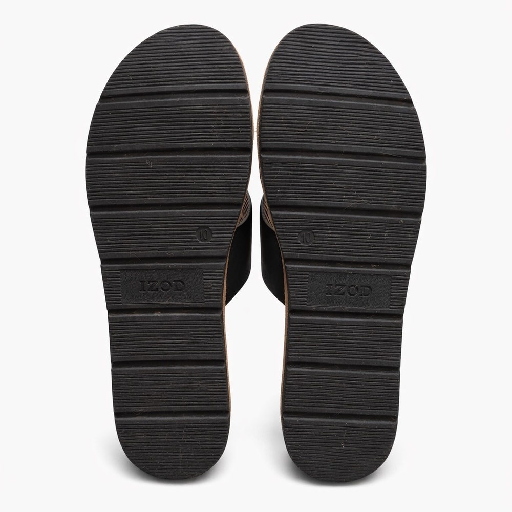 Izod Alyssa Black Crisscross Slide Sandals Women’s 10 NEW No Tags Comfort - Picture 4 of 4